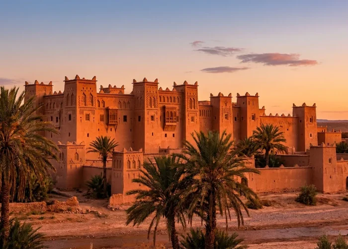 Kasbah Taourirt de Ouarzazate con sus torres almenadas, antigua residencia del Glaoui